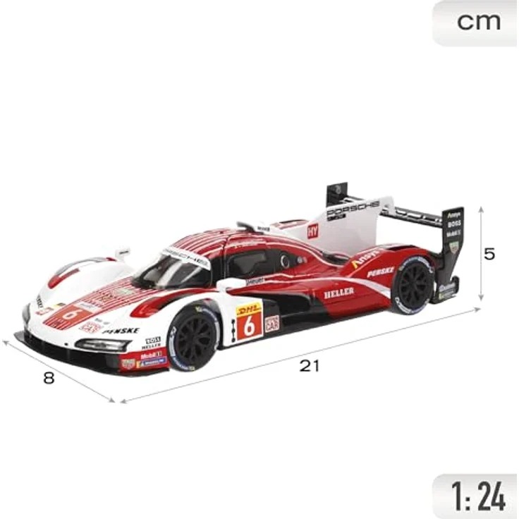 Bburago Porsche Penske 963#6, Diecast-Auto im Maßstab 1:24, rot-weiße Detailgenauigkeit, Türen zum Öffnen, Porsche-Lizenz, Alter 3+ – Bild 4