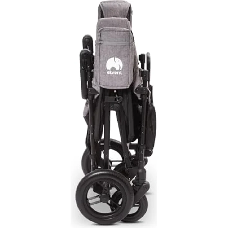 elvent ComfortPlus 2 Kinderwagen 2-Sitzer – faltbar, bis 80 kg, Sonnendach, Sitzpolster, 5-Punkte-Gurt, Fußbremse – Bild 7