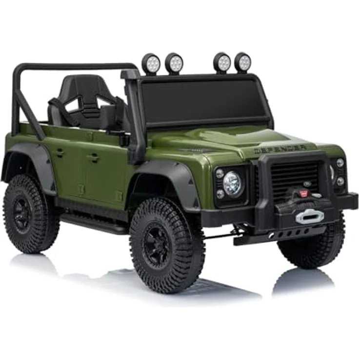 Beneo Elektrisches Kinderfahrzeug Land Rover Defender 110 SVX 12V, grün, 4x4-Antrieb, LED-Lichter, Bluetooth, USB/AUX-Eingang, 2,4-GHz-Fernbedienung, Lithium-Akku, original lizenziert – Bild 1