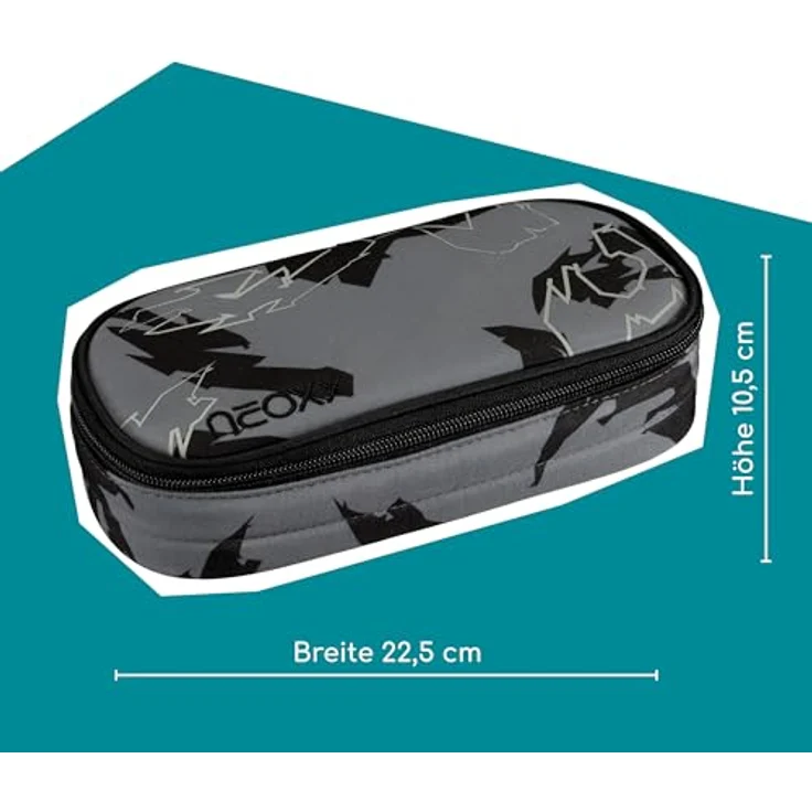 neoxx Jump Schlamperbox Dragon Thunder, aus 100% recycelten PET-Flaschen, Hauptfach mit Reißverschluss, 10 Stifteschlaufen, Sichtfenster - Schulbedarf für Kinder – Bild 4