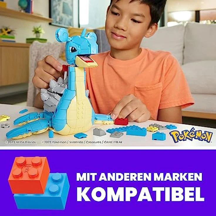 MEGA POKÉMON Lapras - Das gepanzerte Transport-Pokémon (18 cm) im 527-teiliges Bauset mit Kurbelmechanismus in der lizenzierten Sammleredition, HKT26 – Bild 3