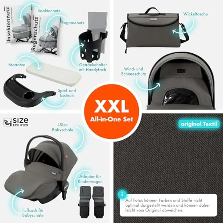 Daliya FLEXI-PRO M 3in1 Kinderwagen & Buggy mit i-Size Babyschale, einhändig abnehmbare Babywanne, großer Einkaufskorb, leicht – Bild 3