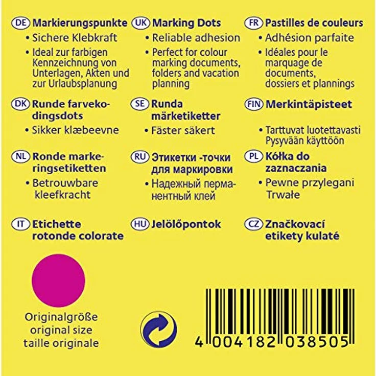 AVERY Zweckform Klebepunkte 3850, selbstklebende magenta Punkte Ø 10,0 mm, 800 Stück in praktischer Spenderbox – Bild 3
