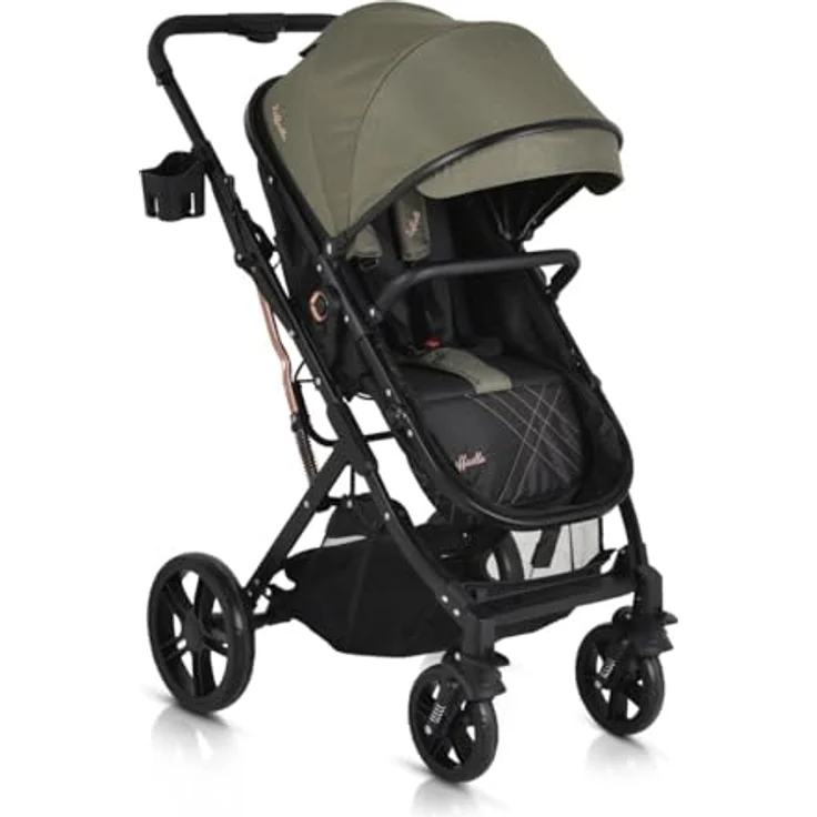 Moni Rafaello 2 in 1, Kombikinderwagen mit Tragetasche, Sportsitz umwandelbar, inkl. Fusssack, Moskitonetz und Becherhalter, grau – Bild 3