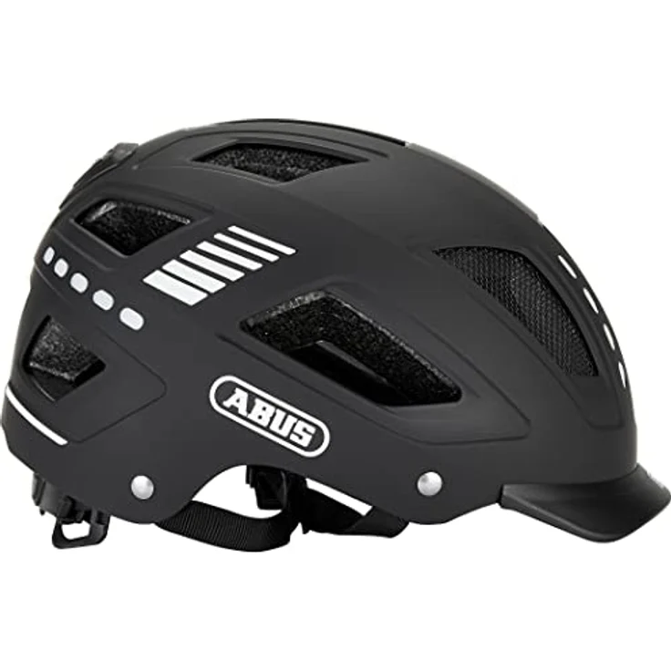 ABUS Fahrradhelm mit Licht - Hyban 2.0 LED - Vorder- und Rücklicht & robuste Hartschale - für Damen und Herren - Schwarz Matt, M (52-58 cm) – Bild 4