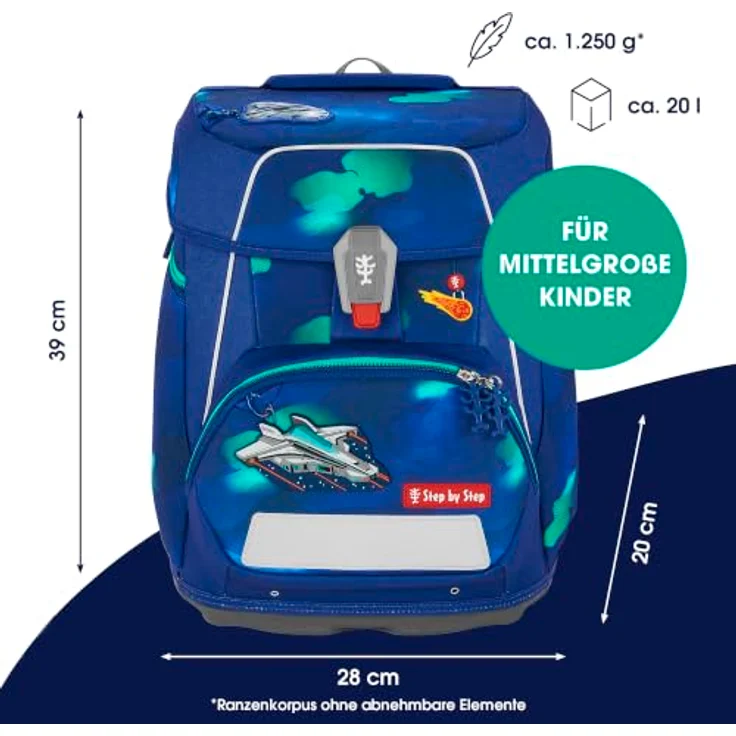 Step by Step Schulranzen SPACE, Mehrfarbiges Schulranzen-Set mit viel Stauraum – Bild 2