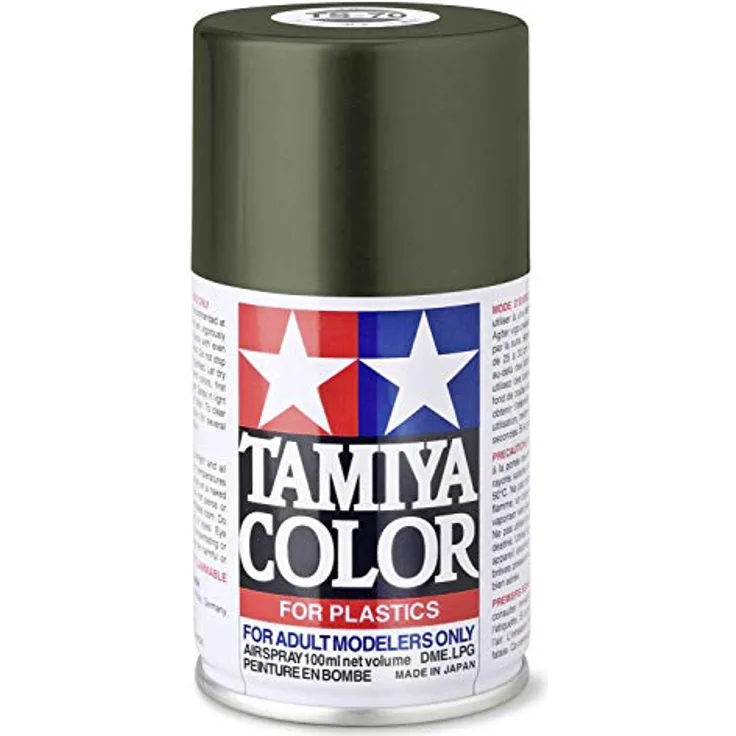 TAMIYA 85070 TS-70 Braunoliv (Olive Drab) matt 100ml - Sprühfarbe für Plastikmodellbau, Modellbau und Bastelzubehör, Sprühfarbe für den Modellbau