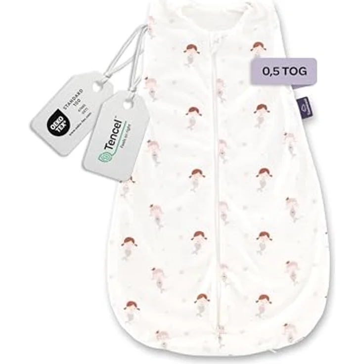 Träumeland Sommerschlafsack Baby Mermaid 0.5 TOG, atmungsaktiv, 100% Baumwolle, Öko-Tex 100 zertifiziert, schadstofffrei & hautfreundlich – Bild 2