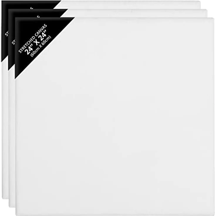 Belle Vous 3 Stk Leere Leinwände zum Bemalen – 60 x 60 cm – Vorgespannte Große Leinwand – Leinwände für Acrylfarben, Ölgemälde, Skizzen und Zeichnungen – Bild 1