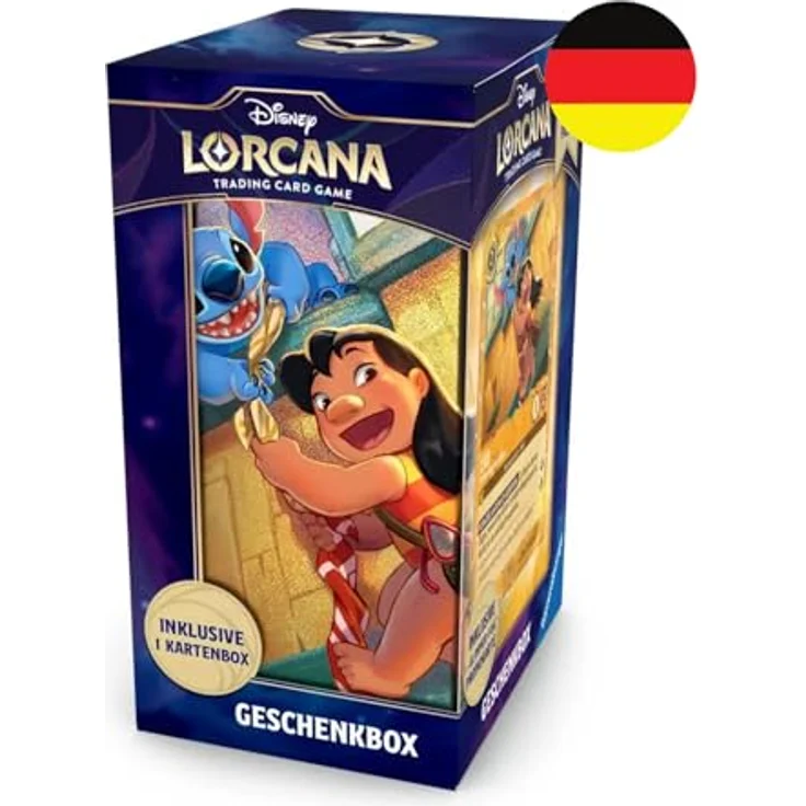 Ravensburger Disney Lorcana Trading Card Game: Archazias Insel - Lilo Geschenkbox (Deutsch) mit Glimmer-Foil Oberfläche, inkl. 5 Booster Packs – Bild 1
