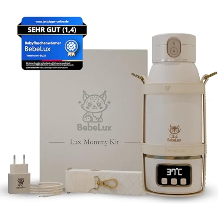 BEBELUX V2 Lux Mommy Kit, Babyflaschenwärmer mit 15-Flaschen Kapazität, BPA-frei, Sterilisation bis 100 °C, beige