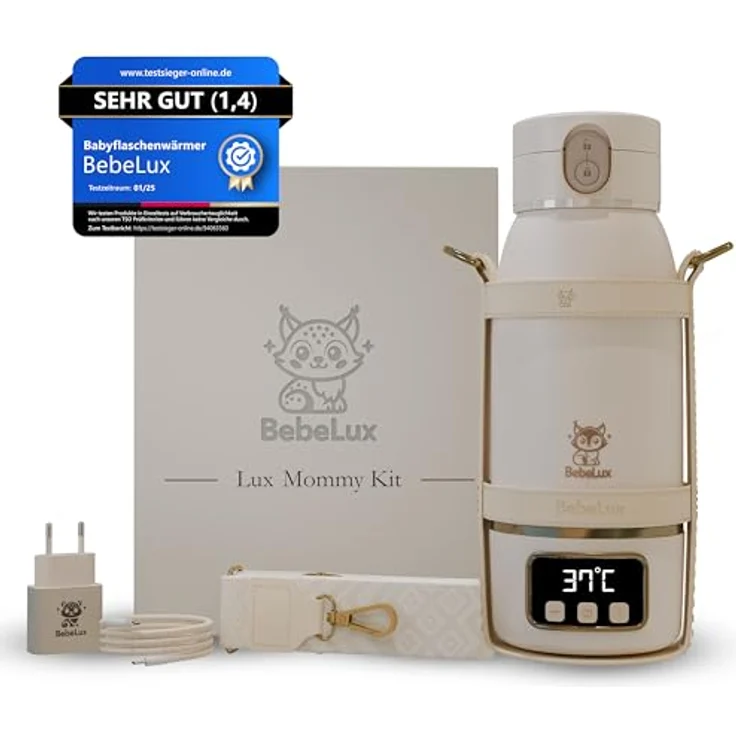 BEBELUX V2 Lux Mommy Kit, Babyflaschenwärmer mit 15-Flaschen Kapazität, BPA-frei, Sterilisation bis 100 °C, beige – Bild 1