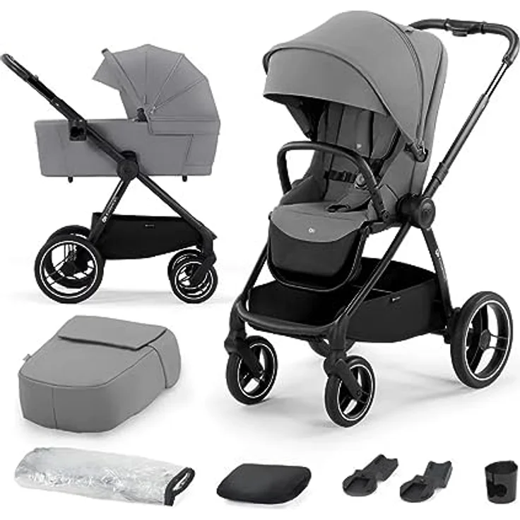 kk Kinderkraft Kinderwagen NEA 2-in-1 gray, Babywanne mit doppelter Belüftung, verstellbarer Rückenlehne und umfangreichem Zubehör – Bild 1
