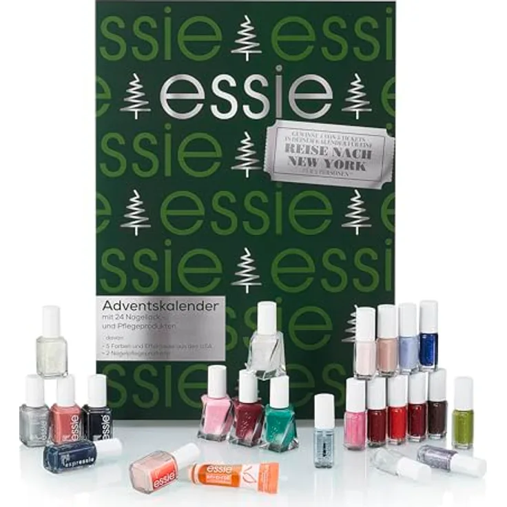 essie Adventskalender Essie Nagellack Adventskalender 2025, 24-tlg. mit Gel, Klassik und Expressie Farben, inkl. Pflegeprodukten und Gewinnspiel