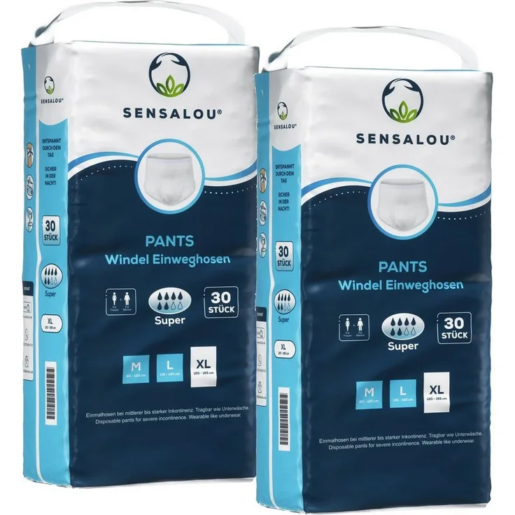 Sensalou Windeln Inkontinenz Pants Schutz Hosen Windel Vorlagen Höschen - Größe XL (60-St), für mittelstarke Blaschenschwäche