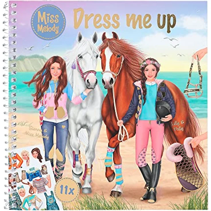 Depesche 12287 Miss Melody Dress me up - Stickerbuch mit 24 Seiten zum Gestalten von Pferde-Motiven, Malheft mit 11 Stickerbogen – Bild 1
