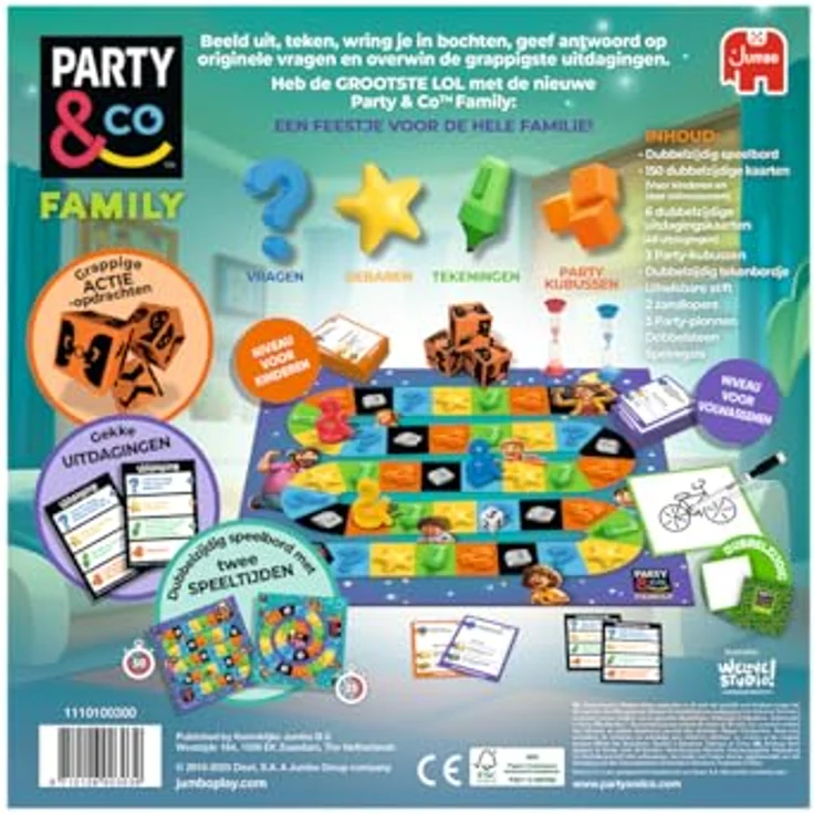 Jumbo Party & Co. Family, Brettspiel für die ganze Familie, ab 8 Jahren, Wendespielbrett für kurze oder lange Spielrunden – Bild 2