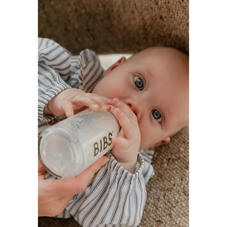 BIBS Babyflasche 270 ml, Sauger aus Naturkautschuk, Anti-Kolik, BPA-frei, mittlerer Fluss, Baby Blue – Bild 5