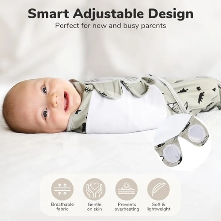 Mama Cheetah Pucksack Baby, verstellbares Wickeltuch für Säuglinge (0-3 Monate), 3er-Pack, 100% Bio-Baumwolle, atmungsaktiv und maschinenwaschbar – Bild 5