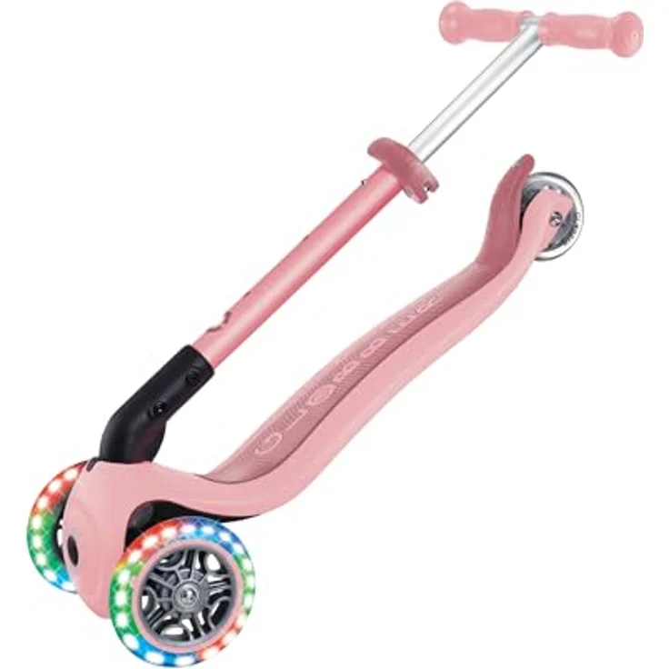 GLOBBER JUNIOR FOLDABLE LIGHTS Tretroller, 3-rädrig mit LED-Leuchtrollen, 120/80 mm, ABEC 9, pastellrosa – Bild 7