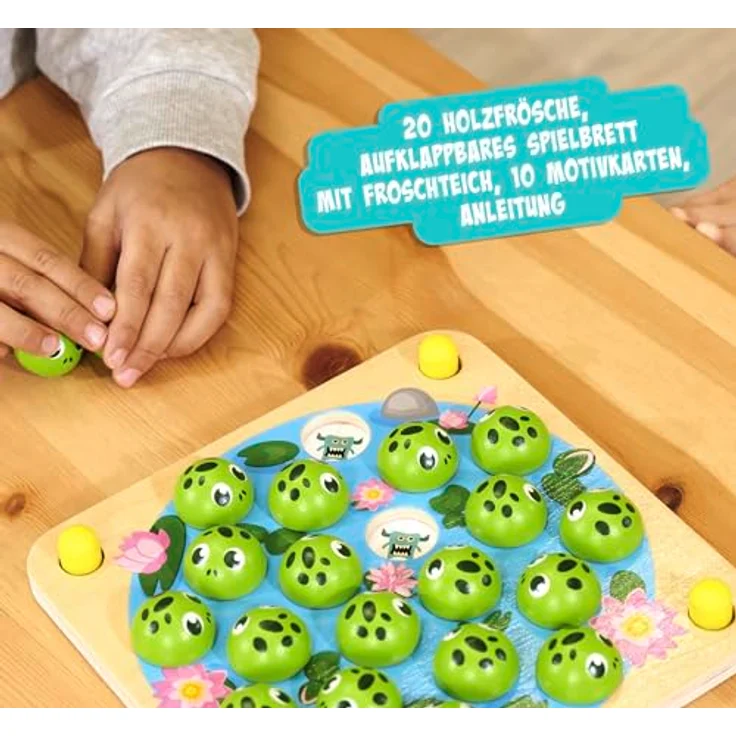 Noris Mein Frosch Memo-Spiel, Legespiel mit Holzfröschen für Kinder – Bild 7