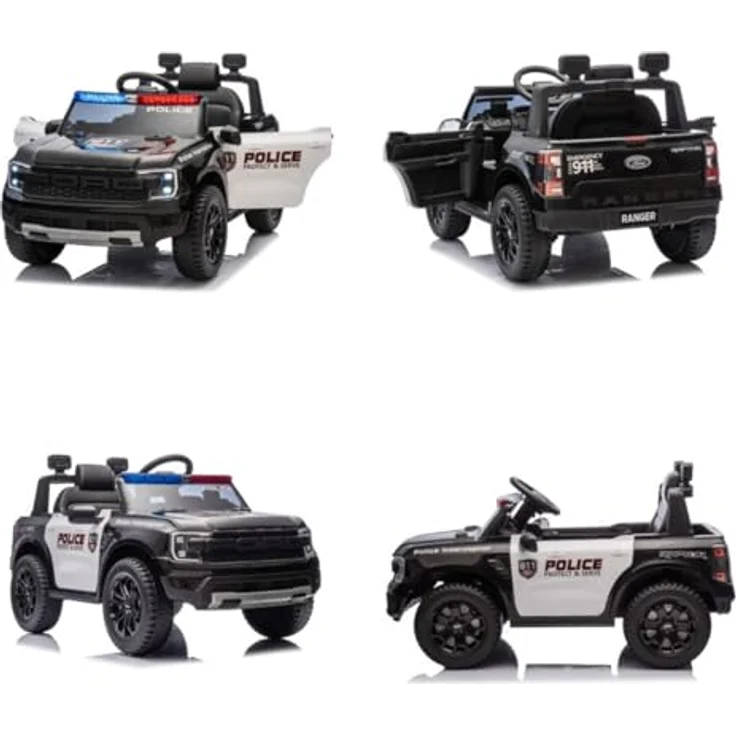Chipolino Kinder Elektroauto Ford Police mit Bluetooth, Fernbedienung, Gurt, MP3, in schwarz – Bild 5
