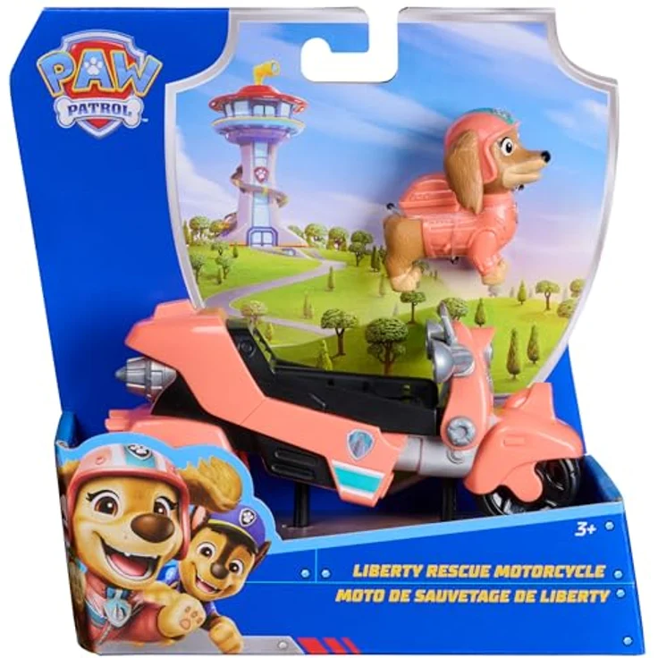 Paw Patrol PAW Basic Vehicle Liberty, Spielzeugfahrzeug-Set mit Rettungsmotorrad und Welpenfigur, fördert fantasievolles Rollenspiel, geeignet ab 3 Jahren – Bild 1
