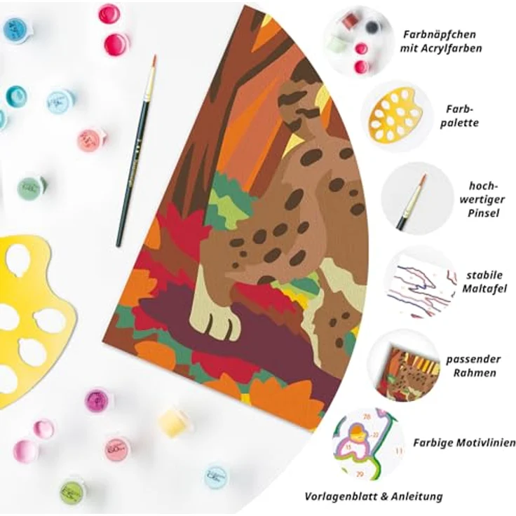 Ravensburger Malen nach Zahlen CreArt Luchs im Herbstwald, 15 Acrylfarben, Made in Europe – Bild 5