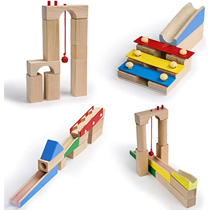 Calmado Kugelbahn/Murmelbahn Set, 200-teiliges Buchenholzspielzeug mit Tasche und Anleitung, für Kinder ab 6 Jahren – Bild 3