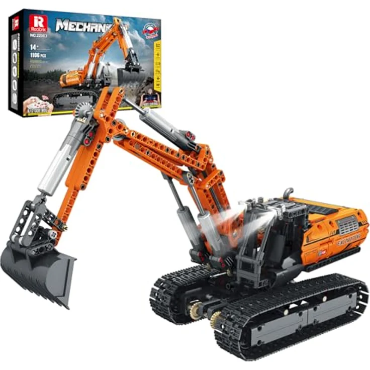Reobrix 22003 Ferngesteuerter Bagger Bausatz, APP-gesteuertes Ingenieurfahrzeug mit 1106 Klemmbausteinen, ideal für Jugendliche und Erwachsene ab 14 Jahren – Bild 1