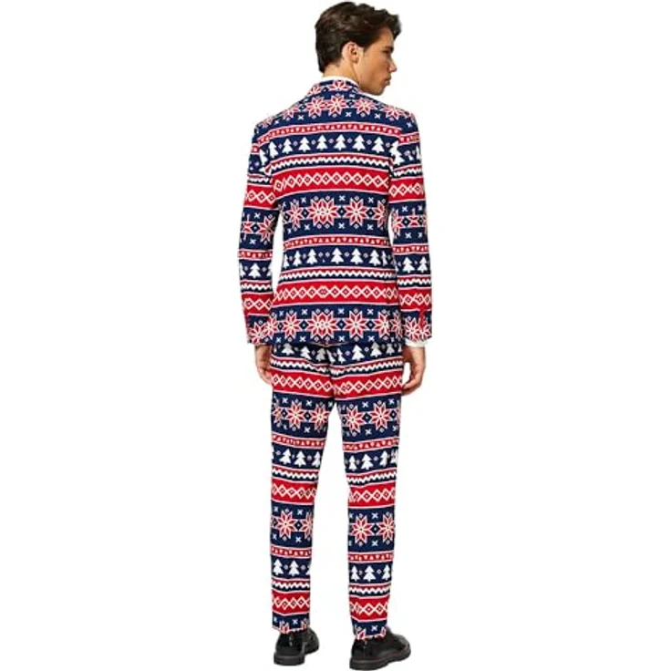 OppoSuits Nordic Noel, Dreiteiliges Anzugset in Slim-Fit mit Jacke, Hose und Krawatte, 100 % Polyester – Bild 3