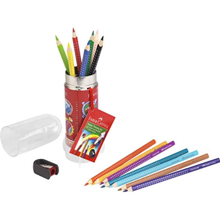 Faber-Castell Buntstift 15 Buntstifte COLOUR GRIP Rakete mit Anspitzer farbsortiert - Kreative Möglichkeiten in bunten Farben – Bild 2