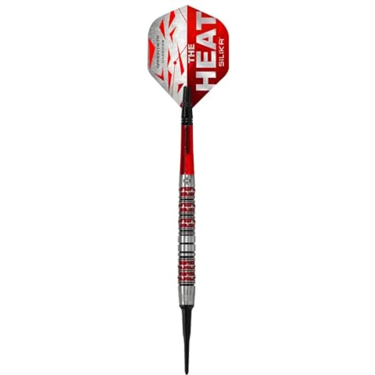 Harrows Damon Heta G3 Softtip, Dartpfeile aus 90 % Tungsten mit schwarzer und roter galvanischer Beschichtung, inklusive rote Alamo VS2-Schäfte und 100 Micron Silika beschichtete Flights – Bild 2