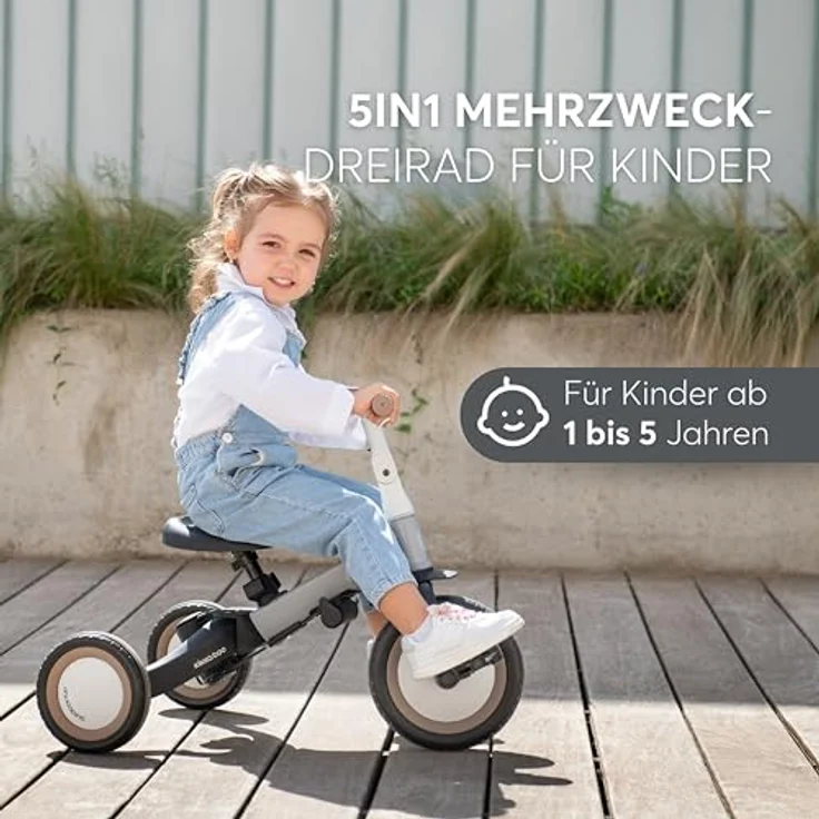 Kikkaboo Dreirad Flip 5 in 1, Stahlrahmen, rutschfeste Griffe, verstellbar, Mehrfarbig – Bild 6