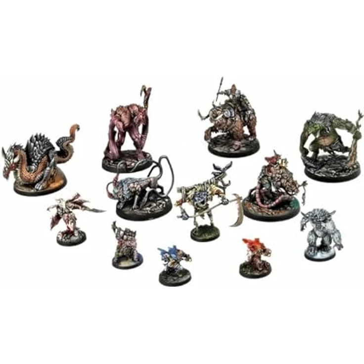 Archon Studio DNL0089: Dungeons & Lasers Miniatures, 15 unbemalte Sammelfiguren mit Yeti, Feuer-Wurm und Drachenjägerin – Bild 3