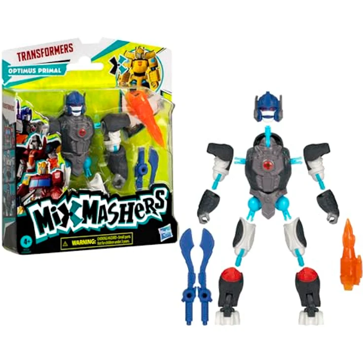 Transformers MixMashers Optimus Primal, individuell kombinierbare Action-Figur mit Accessoires, einschließlich Bumblebee Stinger-Kanone und 2 Schwert-Accessoires – Bild 3