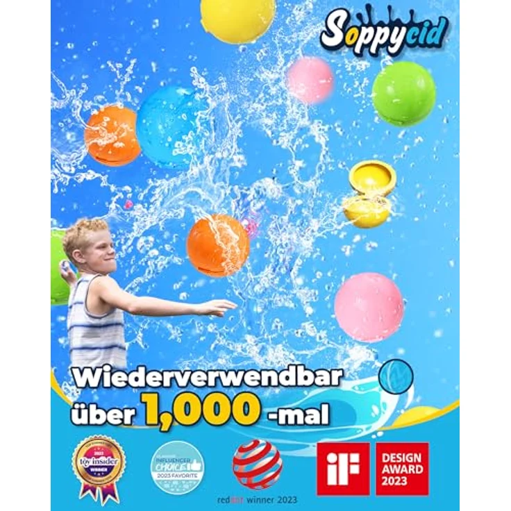 SOPPYCID Wiederverwendbare Wasserbomben, Schnell Befüllbare Wasserbälle für Garten, Pool, Strand – 20 Stück, Sommer Outdoor Spielzeug für Kinder und Erwachsene – Bild 2