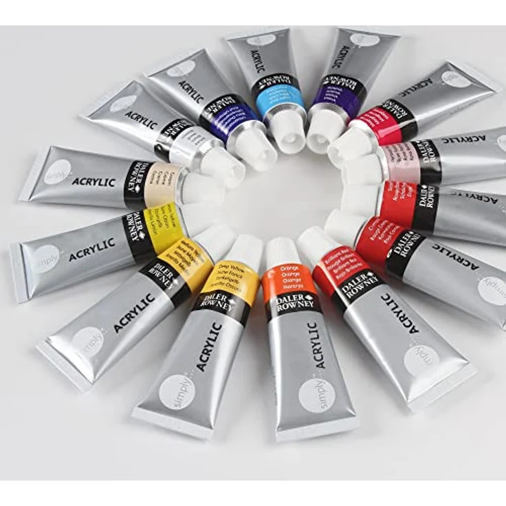 Daler Rowney Simply Acrylfarben Set, 24 Tuben à 12 ml, wasserverdünnbare Farben, hohe Lichtechtheit, Multi-Farben – Bild 5