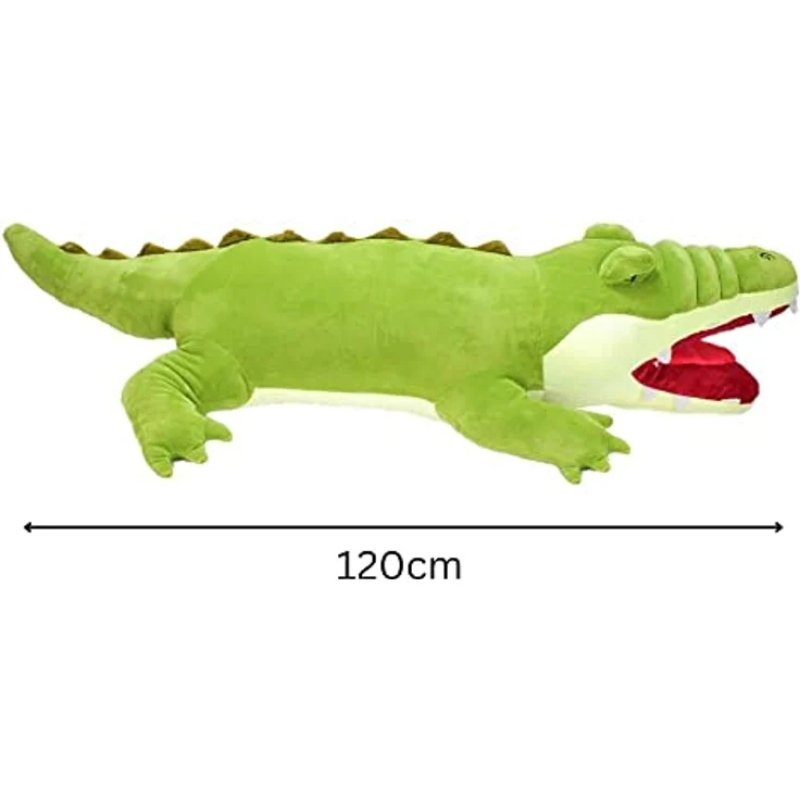 BEMIRO Krokodil Kuscheltier XXL - ca. 120 cm, Riesen Kuscheltier, grünes Alligator Plüschtier mit Herz-Motiven – Bild 2