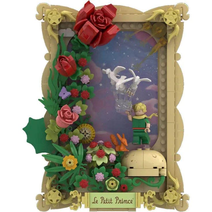Pantasy Der kleine Prinz Bauset Rose 23 cm, Sammelfigur mit 500 Bausteinen, detaillierte Drucke und umweltfreundliche Materialien