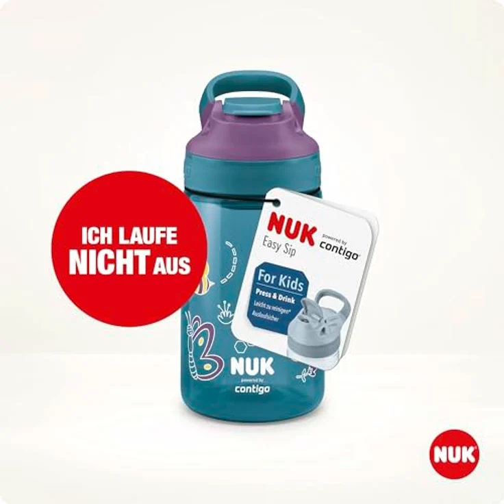 NUK By Contigo Easy Sip Cup, Schmetterlinge, blau | Trinkflasche für Kinder (ab 4 Jahren) | auslaufsicher | Hergestellt aus strapazierfähigem Tritan | BPA-frei | spülmaschinenfest | 420 ml | Natur – Bild 2