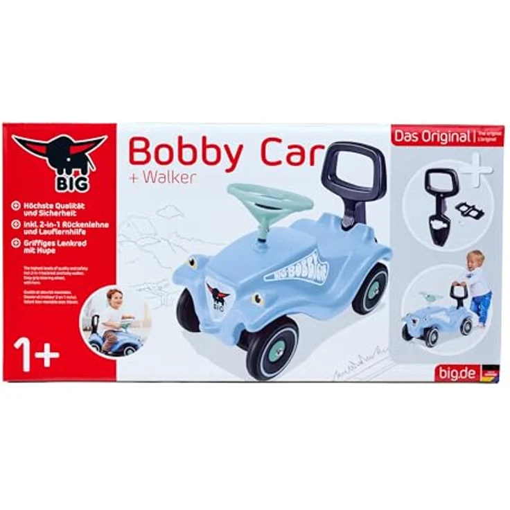 BIG Rutscherauto BIG Bobby Car Classic + Walker, 2-in-1 Lauflernhilfe, ergonomisches Design, Sicherheitslenkrad, Made in Germany – Bild 7