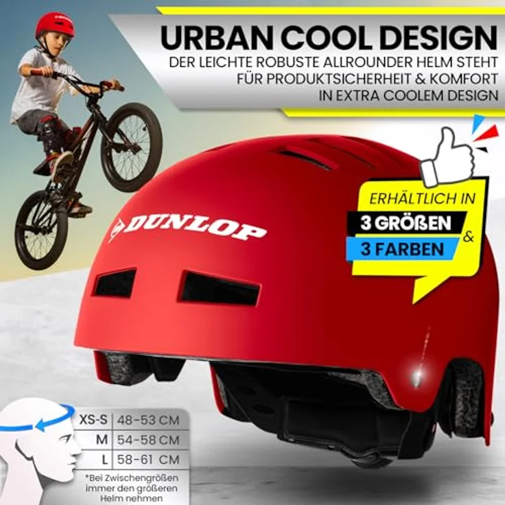Dunlop Sports Fahrradhelm Urban Cool Pro - Test Sehr Gut - Leichter robuster Allrounder Helm, 14 Fach belüftet, Schnellverschluss, Auto Kopfanpassung (Rot, L (58-61cm)) – Bild 4