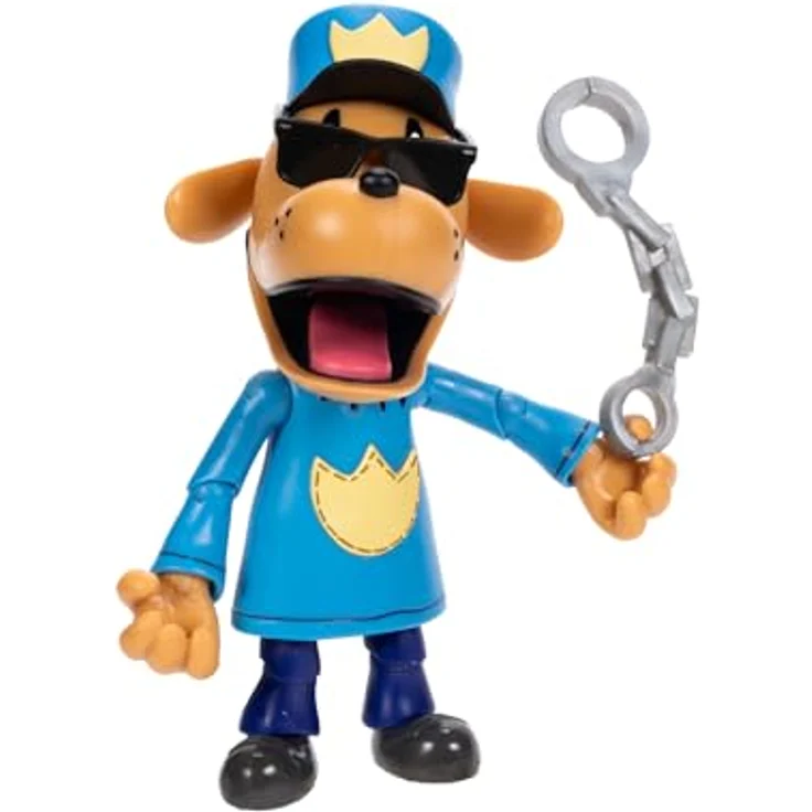 Dog Man 13 cm Dog Man Figur mit 16 Artikulationspunkten und Zubehör, inkl. Brille, Tennisball und Handschellen – Bild 2