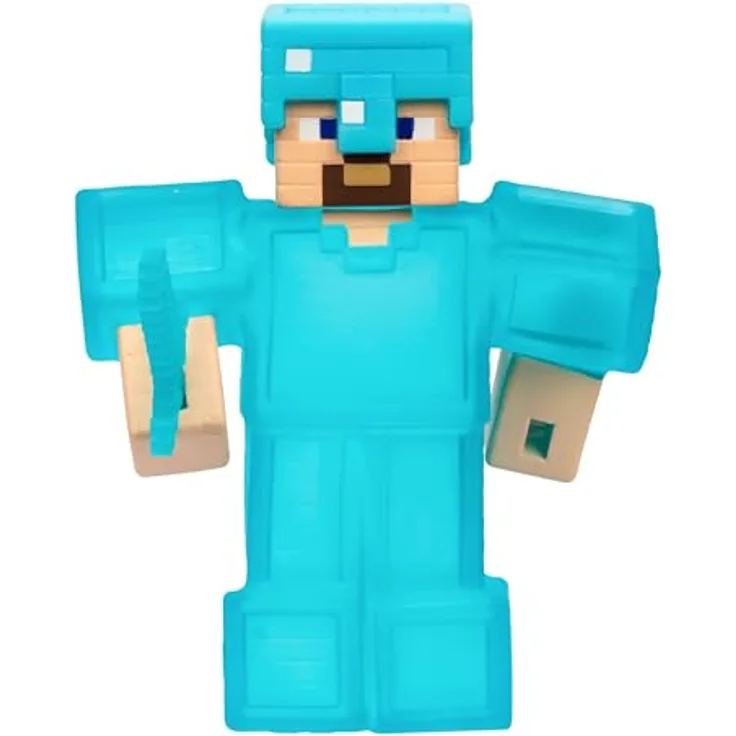 Heroes of Goo Jit Zu, Minecraft-Figur Steve mit Diamant-Rüstung & Schwert, dehnbar bis auf das Dreifache der Größe, mit elastischer Glibberfüllung und verborgenem Diamant-Element