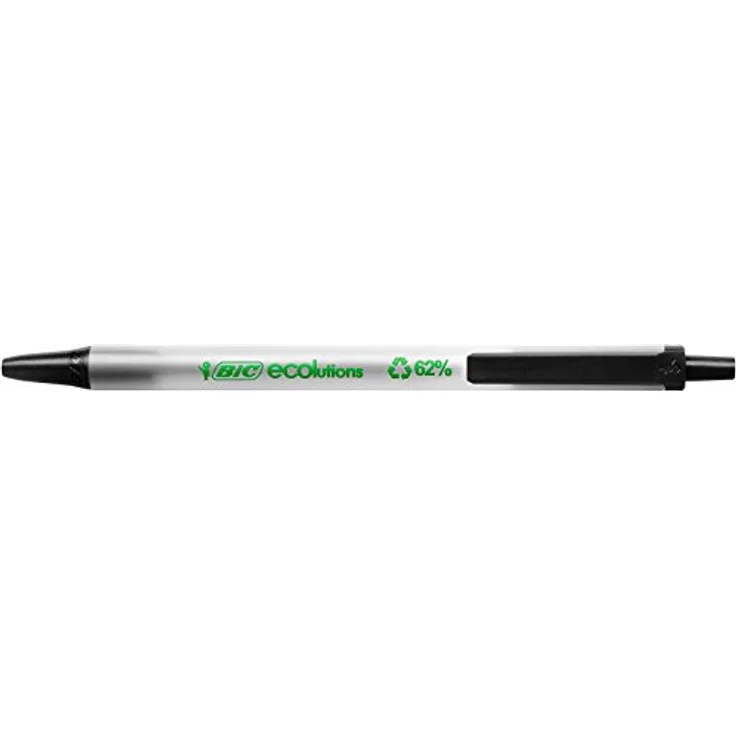 Bic Clic Stic ECOlutions, schwarzer Kugelschreiber mit mittlerer Spitze (0,4 mm), 50er Box aus 62 % recycelten Materialien – Bild 3