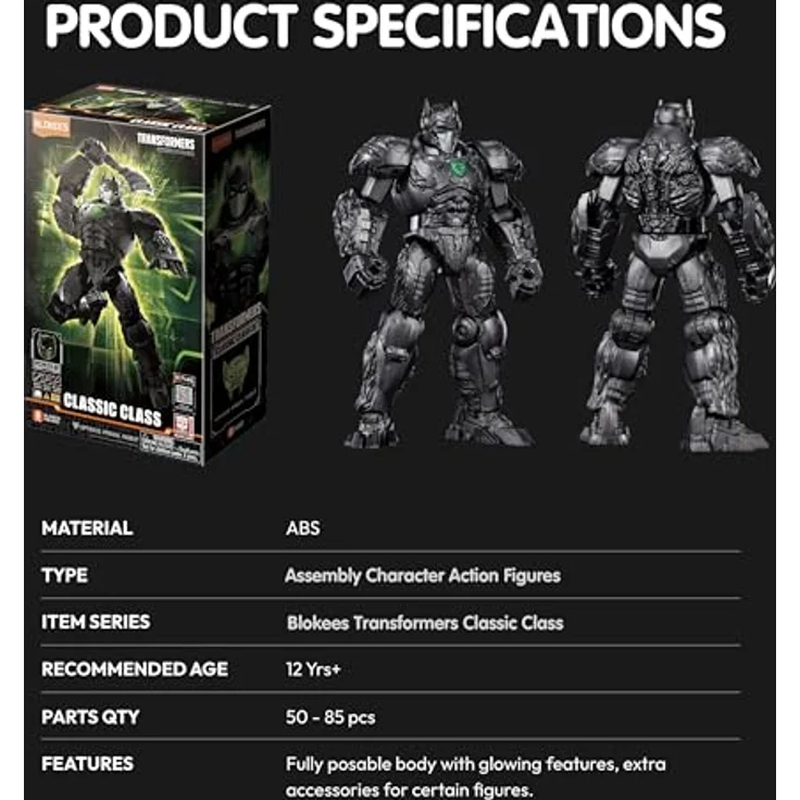 Blokees Transformers Blokees Plastic Model Classic Class 05 Optimus Primal Robot, 25 cm bewegliche Sammelfigur mit CR927-Batterie – Bild 9