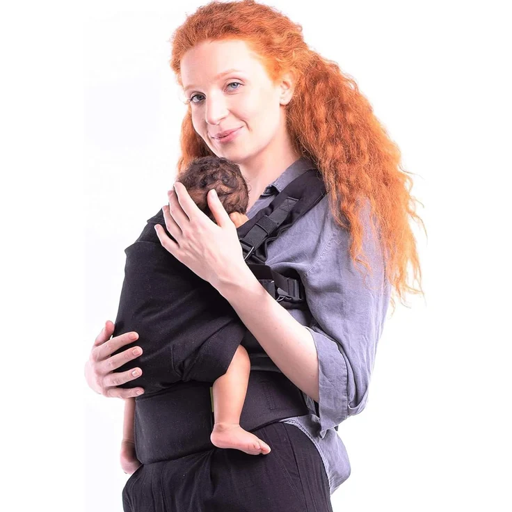 Boba X Babytrage "Black Beauty", ergonomische Babytrage für Neugeborene (3-20 kg) mit verstellbaren Gurten und integrierter Schlafkapuze – Bild 1