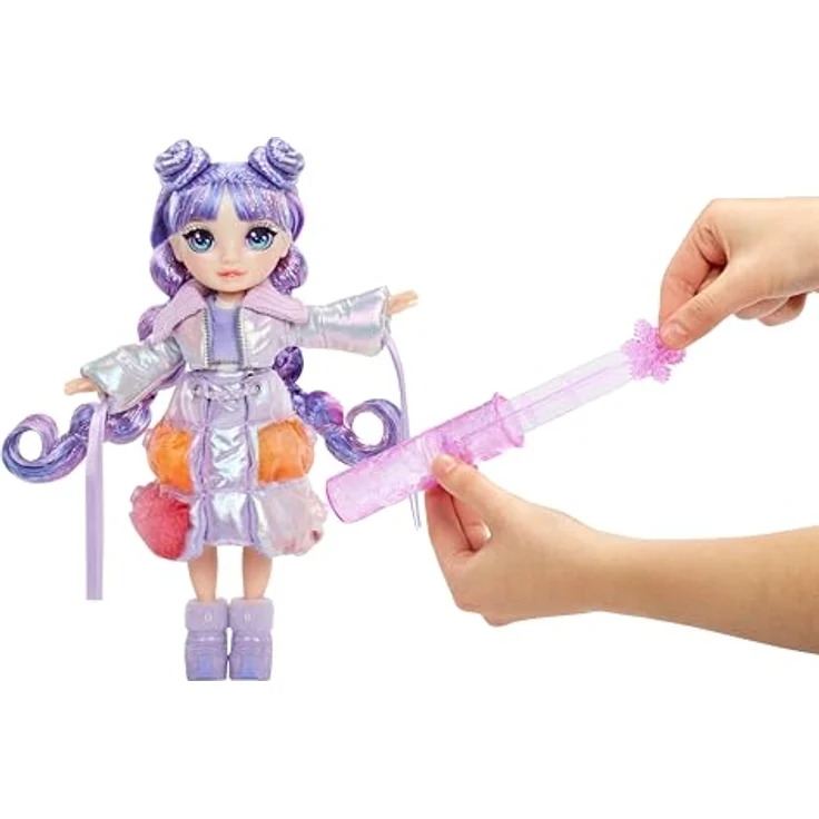 Rainbow High Anziehpuppe Winter Wonderland Doll - Violet (Purple) mit magischem Schnee und Schneemann Bastelset – Bild 4