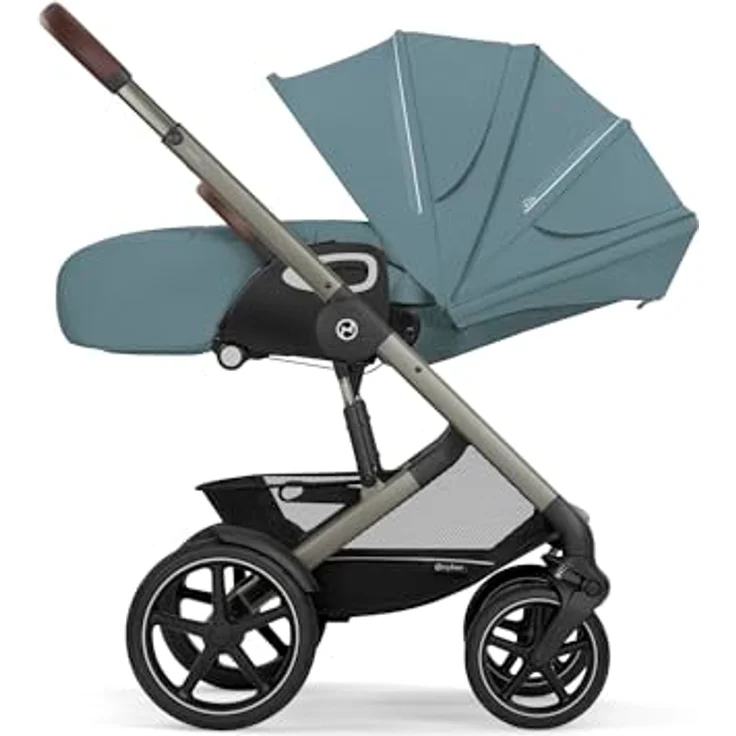 cybex Gold Kinderwagen Talos S LUX Tpe, Hellblau, mit Federung, 5-Punkte-Gurt, feststellbarer Bremse und Einhand-Faltmechanismus – Bild 9